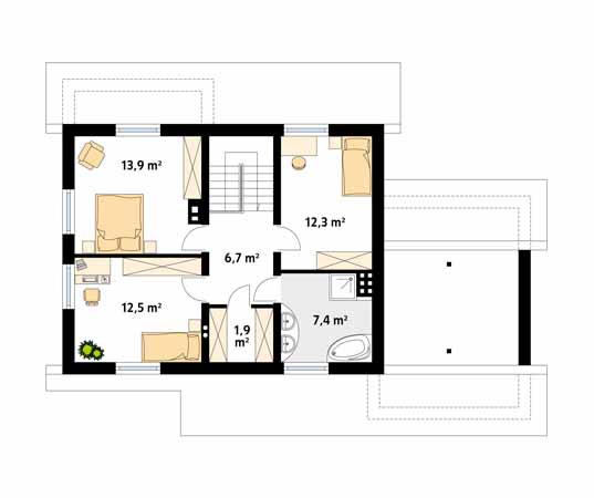 Projekt domu Combo 3 - rzut poddasza