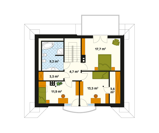 Projekt domu Credo - rzut poddasza
