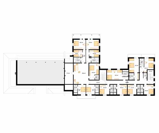Projekt pensjonatu Cykada 3 - rzut poddasza