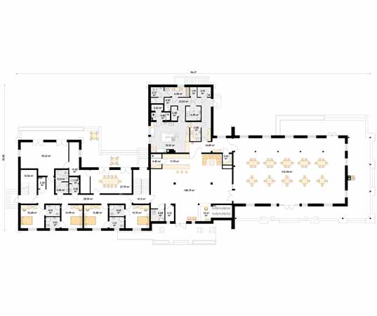 Projekt pensjonatu Cykada 6 - rzut parteru