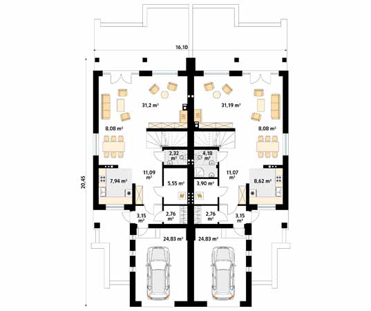 Projekt domu Cyklamen - rzut parteru
