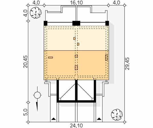 Projekt domu Cyklamen - usytuowanie na działce