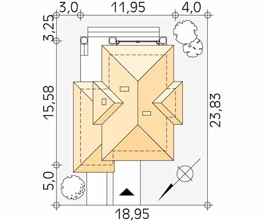 Projekt domu Cyprys - usytuowanie na działce