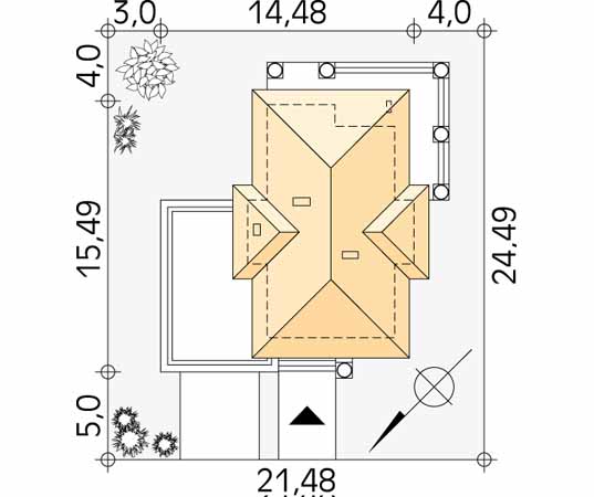 Projekt domu Cyprys 2 - usytuowanie na działce