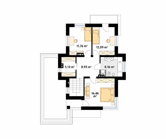 Projekt domu Cyprys 3 - rzut piętra