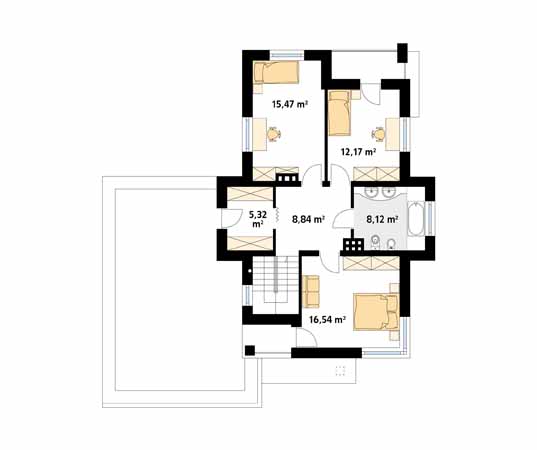 Projekt domu Cyprys 5 - rzut piętra