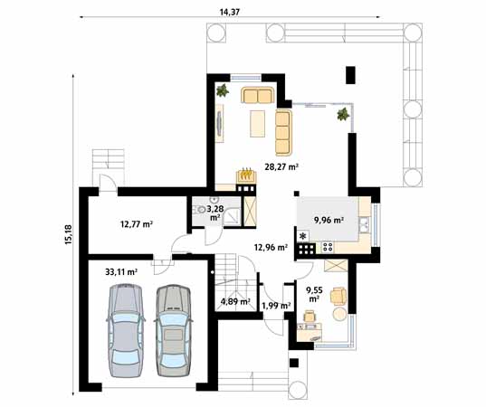 Projekt domu Cyprys 8 - rzut parteru