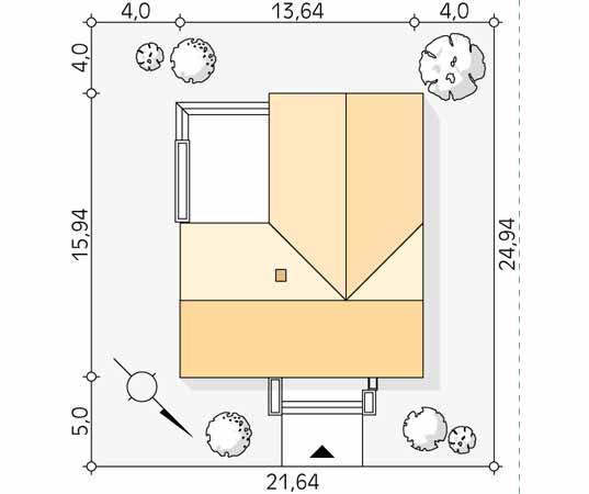 Projekt domu Cytrus - usytuowanie na działce