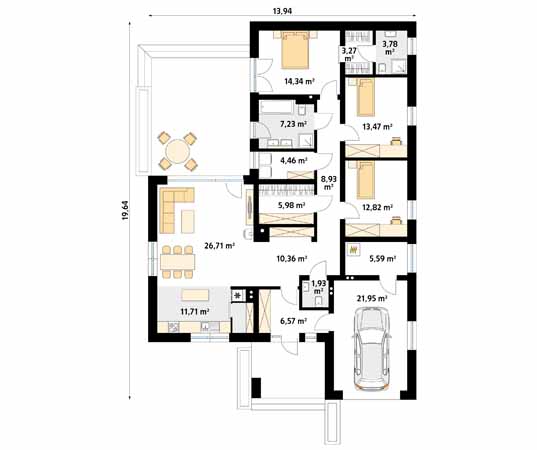 Projekt domu Cytrus 3 - rzut parteru