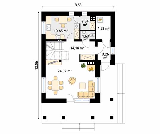 Projekt domu Czajka - rzut parteru