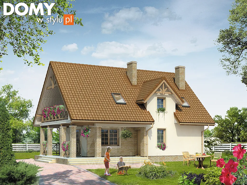 Projekt domu z poddaszem Czajka - wizualizacja frontowa