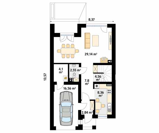 Projekt domu Dąb W - rzut parteru