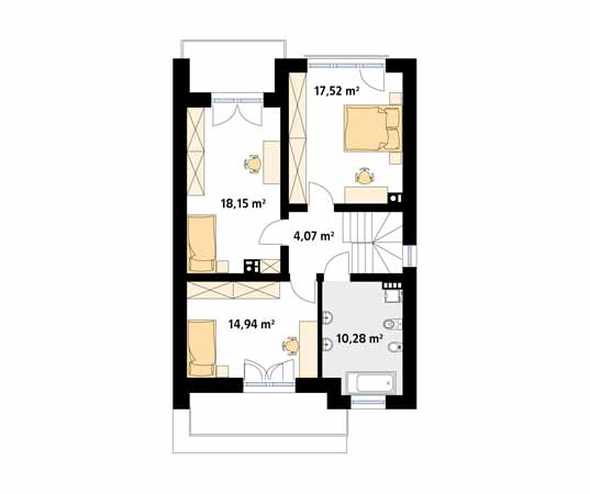 Projekt domu Dąb W - rzut piętra