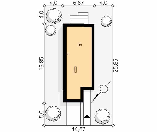 Projekt domu Daglezja W - usytuowanie na działce