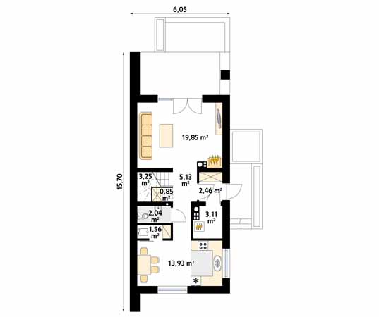 Projekt domu Dalia - rzut parteru