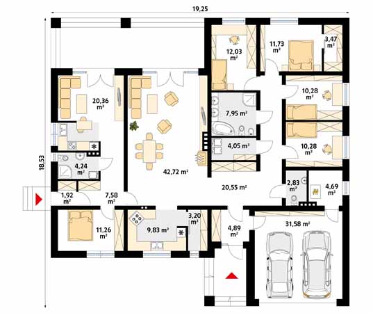 Projekt domu Decyma 14 - rzut parteru