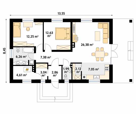 Projekt domu Decyma 3 - rzut parteru
