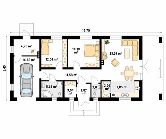 Projekt domu Decyma 4 - rzut parteru