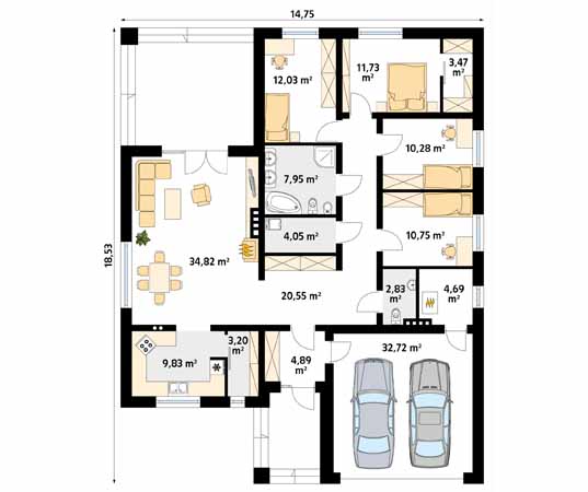Projekt domu Decyma 5 - rzut parteru