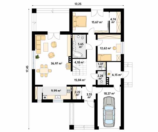 Projekt domu Decyma 7 - rzut parteru