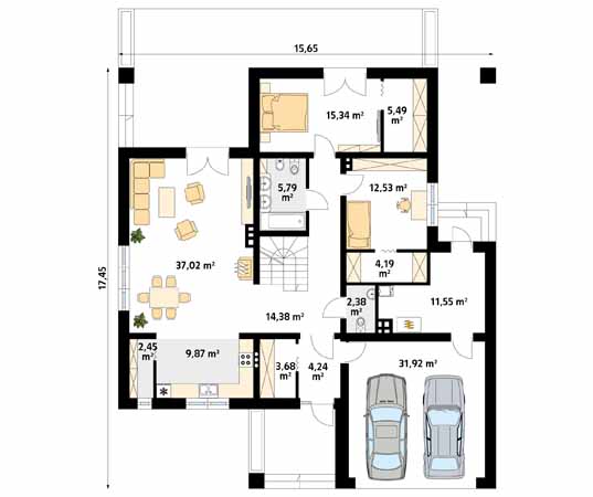 Projekt domu Decyma 8 - rzut parteru