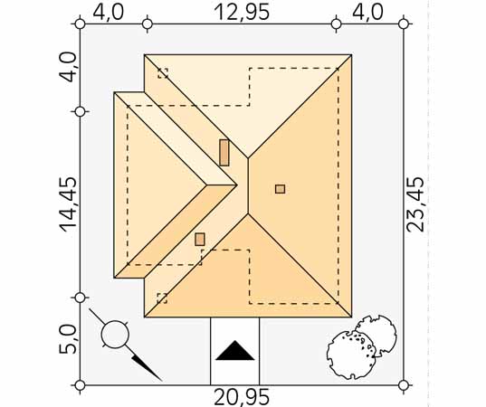 Projekt domu Dedal - usytuowanie na działce
