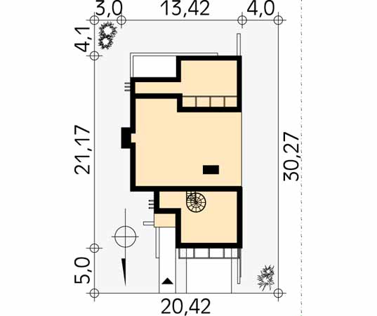 Projekt domu Diuna - usytuowanie na działce