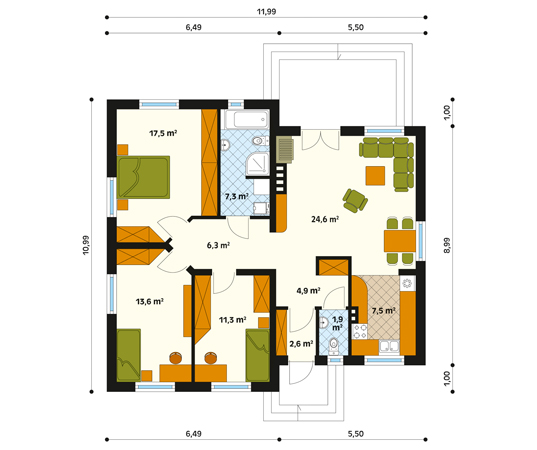 Projekt domu Dorota - rzut parteru