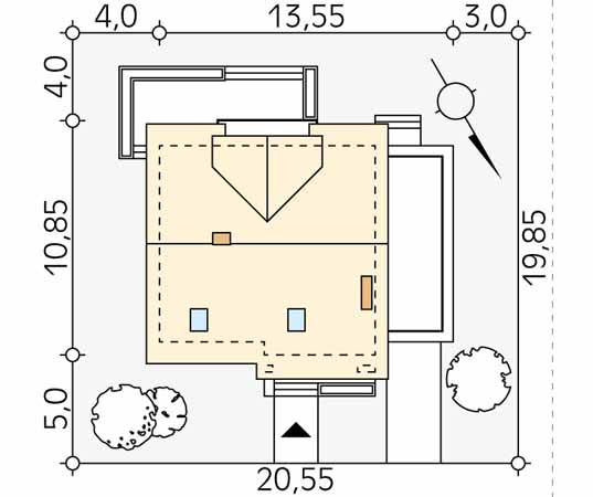 Projekt domu Drozd - usytuowanie na działce
