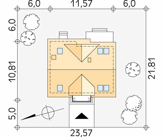 Projekt domu Dudek 2 dr-S - usytuowanie na działce