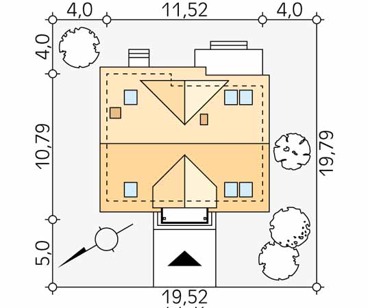 Projekt domu Dudek 2 dr-T - usytuowanie na działce