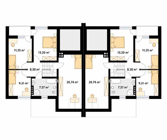 Projekt domu Duet - rzut poddasza
