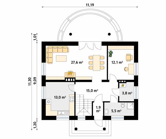 Projekt domu Eko - rzut parteru