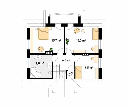 Projekt domu Eko - rzut poddasza