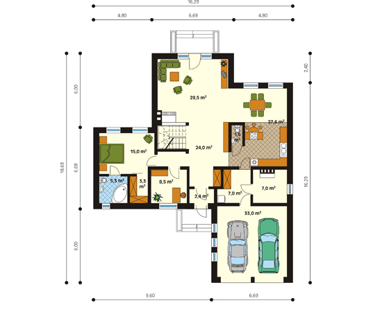 Projekt domu Etiuda - rzut parteru