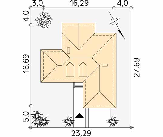 Projekt domu Etiuda - usytuowanie na działce