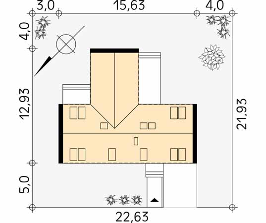 Projekt domu Ewka - usytuowanie na działce