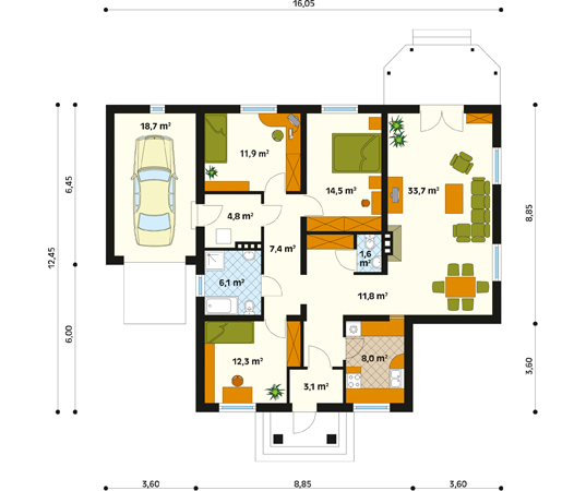 Projekt domu Fantazja - rzut parteru