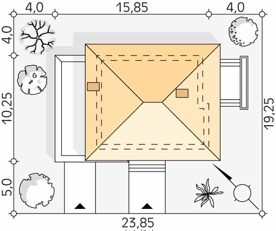Projekt domu Fen - usytuowanie na działce