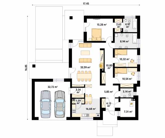 Projekt domu Feniks 2 - rzut parteru
