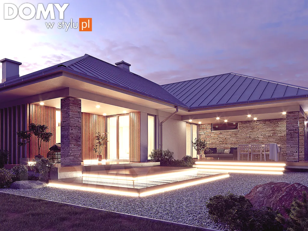 Nowoczesny projekt domu parterowego Feniks 2 - wizualizacja frontowa