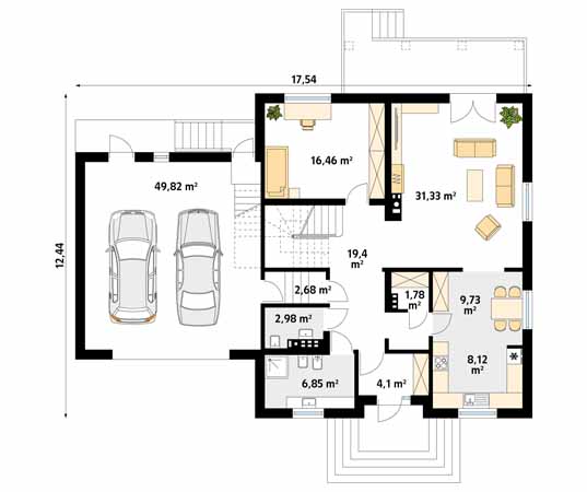 Projekt domu Feria dr-B - rzut parteru