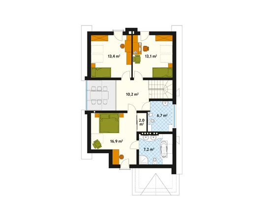 Projekt domu Fiołek - rzut poddasza