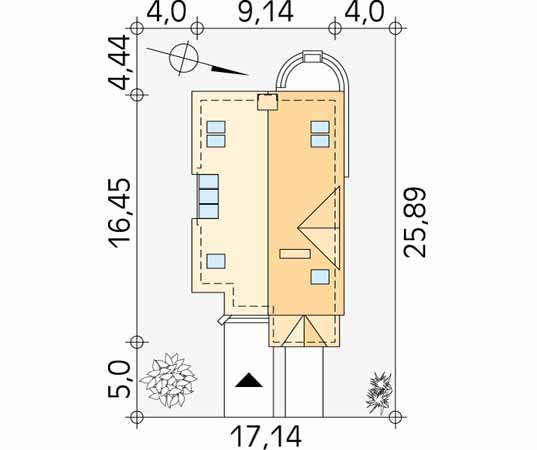 Projekt domu Fiołek - usytuowanie na działce