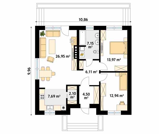 Projekt domu Fistaszek 2 - rzut parteru