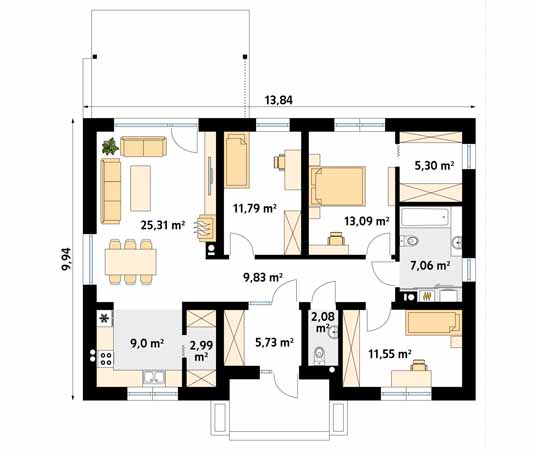 Projekt domu Fistaszek 6 - rzut parteru