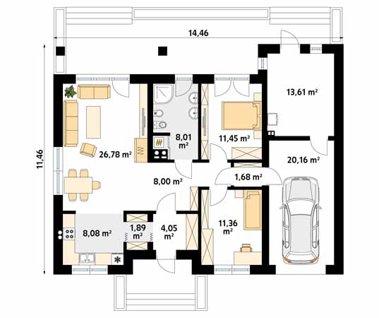 Projekt domu Fistaszek 7 - rzut parteru
