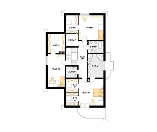 Projekt domu Folk - rzut poddasza