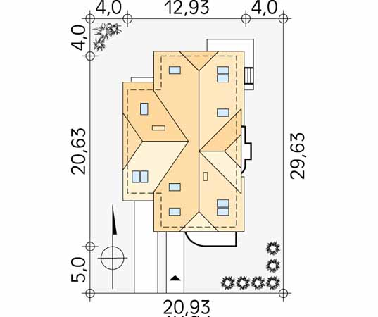 Projekt domu Folk - usytuowanie na działce