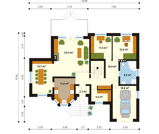 Projekt domu Forsycja - rzut parteru
